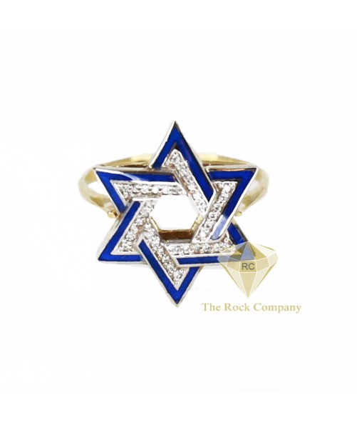 Diamond Enamel Star Of David Ring