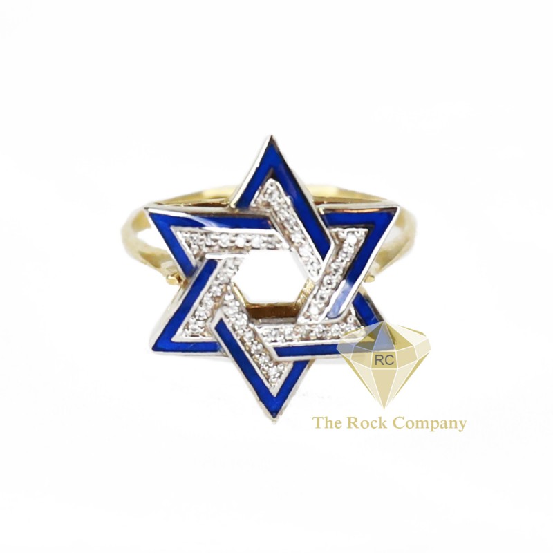 Diamond Enamel Star Of David Ring