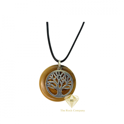 Tree of Life pendant with Olive Wood and Sterling Silver Handmade Necklace
