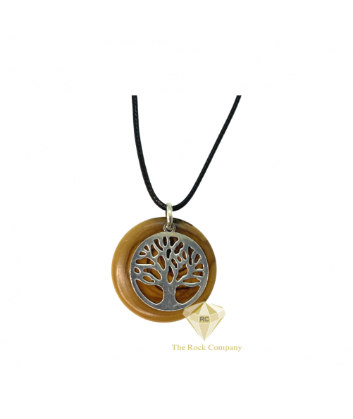Tree of Life pendant with Olive Wood and Sterling Silver Handmade Necklace