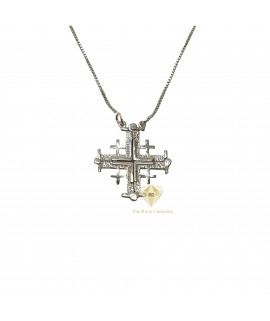 Jerusalem Cross Necklace Sterling Silver, Convertible Pendant from the Holy Land
