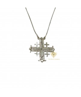 Jerusalem Cross Necklace Sterling Silver, Convertible Pendant from the Holy Land