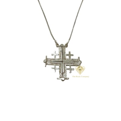 Jerusalem Cross Necklace Sterling Silver, Convertible Pendant from the Holy Land