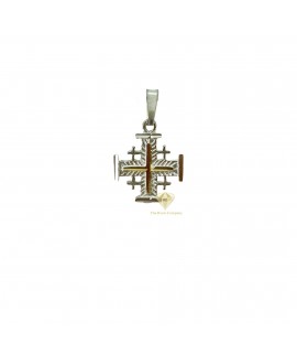 Jerusalem Cross Sterling Silver with Gold in The Center 