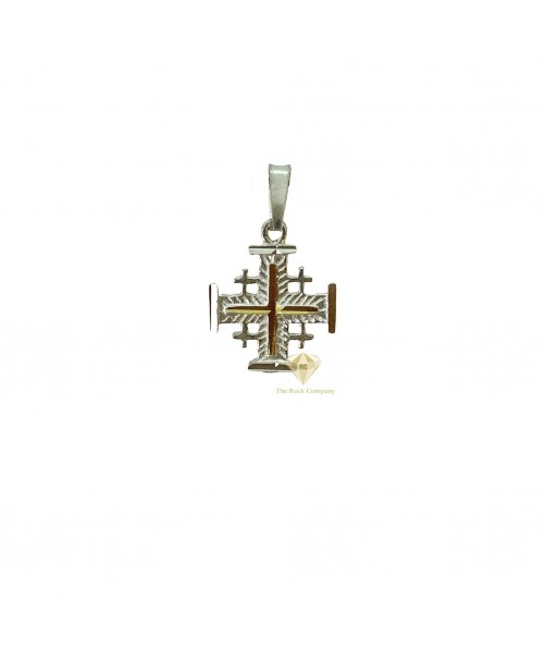 Jerusalem Cross Sterling Silver with Gold in The Center 