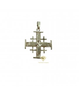 3D Sterling Silver Jerusalem Cross, Handcrafted Holy Land Christian Pendant