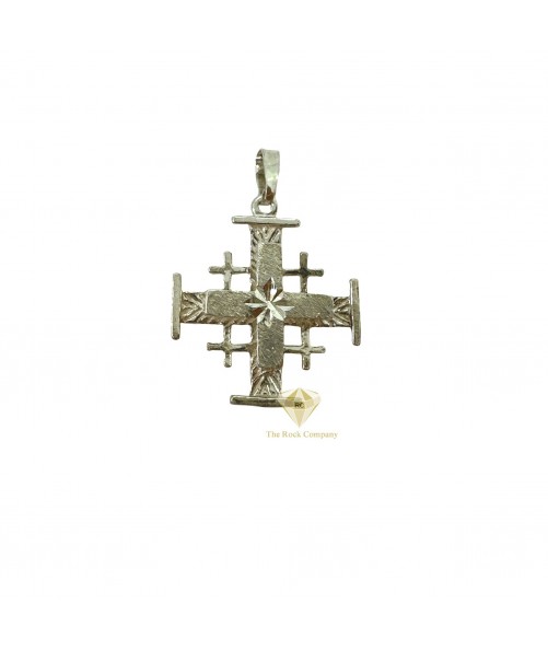 3D Sterling Silver Jerusalem Cross, Handcrafted Holy Land Christian Pendant