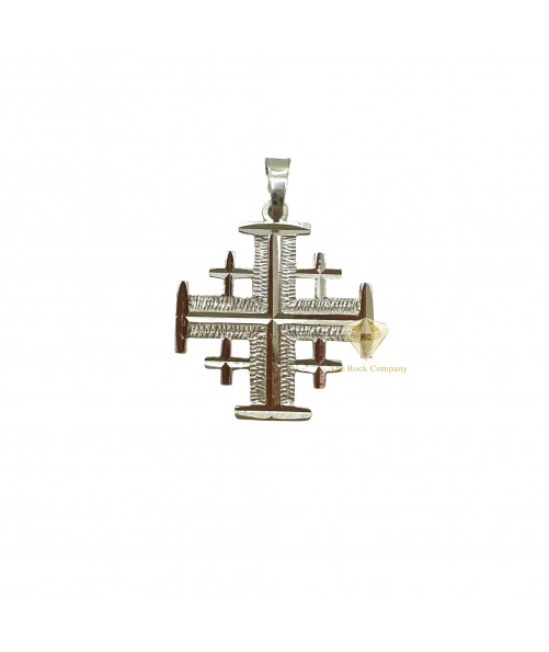 Sterling Silver Jerusalem Cross Pendant, “Jerusalem” Engraved on Back, Handcrafted in the Holy Land