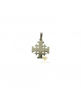 Minimal Bold  Jerusalem Cross Solid Sterling Silver, Handcrafted in the Holy Land