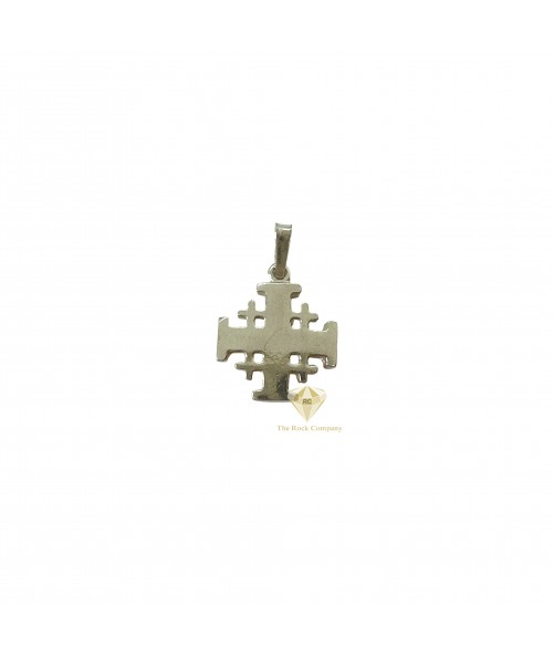 Minimal Bold  Jerusalem Cross Solid Sterling Silver, Handcrafted in the Holy Land
