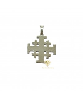 Minimal Bold Faith Jerusalem Cross, Solid Sterling Silver