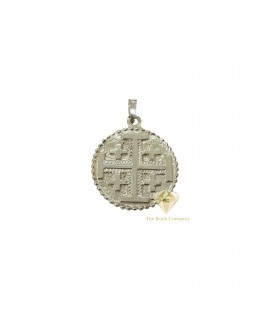 Sterling Silver Round Jerusalem Cross Pendant