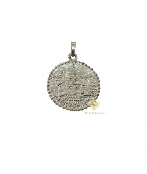 Sterling Silver Round Jerusalem Cross Pendant
