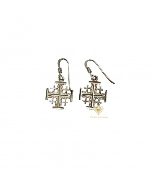 Sterling Silver Jerusalem Cross Earrings