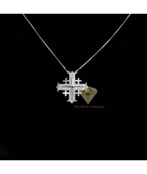 Sterling Silver Jerusalem Cross Magnatic Open Necklace