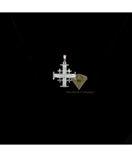 Sterling Silver Jerusalem Cross Pendant With Star Engraving
