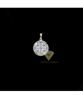 Sterling Silver Round Jerusalem Cross Pendant