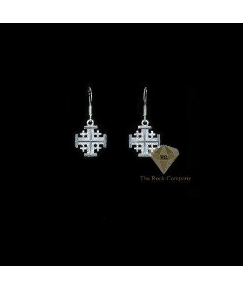 Sterling Silver Jerusalem Cross Earrings