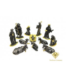 Nativity Set Pewter 24K Plated 