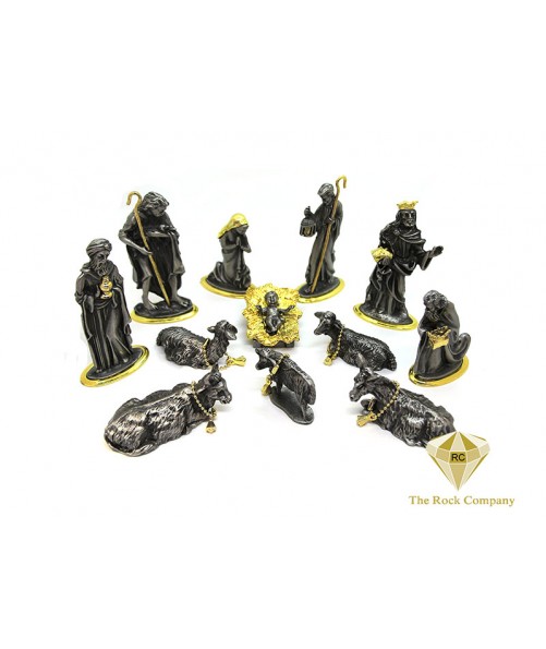 Nativity Set Pewter 24K Plated 