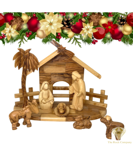 Olive Wood Faceless Nativity Set Hand Carved