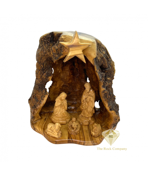 Christmas Nativity scene cave olive wood hand carved