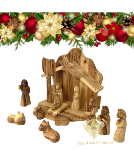 Olive Wood Faceless Nativity Set Hand Carved