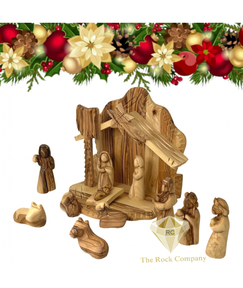 Olive Wood Faceless Nativity Set Hand Carved