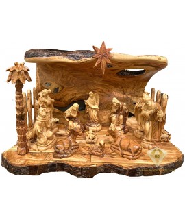 Olive Wood Nativity Set Hand Carved, Christmas Gift