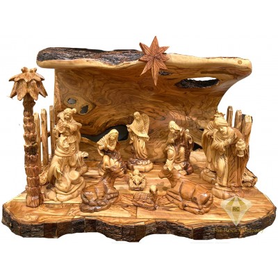 Olive Wood Nativity Set Hand Carved, Christmas Gift
