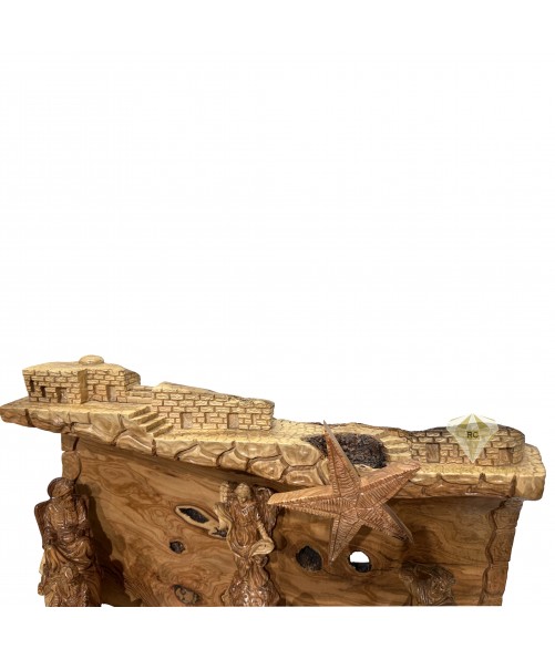 Olive Wood Christmas Nativity Set with Elephant, Camel & Horse – Hand Carved in the Holy Land