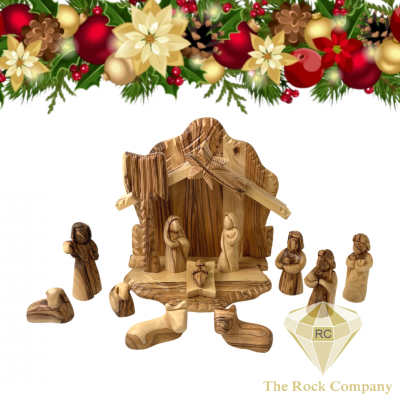 Olive Wood Faceless Nativity Set Hand Carved