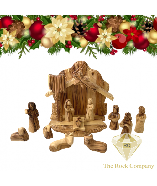 Olive Wood Faceless Nativity Set Hand Carved