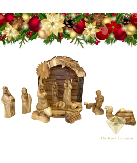 Nativity Set with camel olive wood hand carved