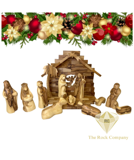Christmas Modern Nativity set Creche olive wood hand carved in Bethlehem Holy Land