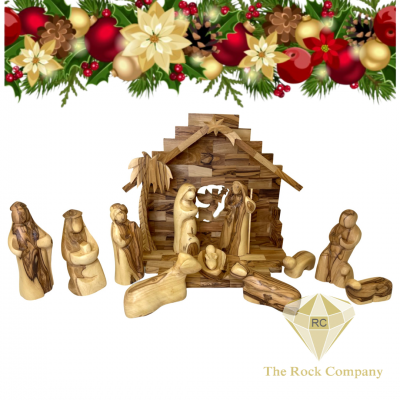 Christmas Modern Nativity set Creche olive wood hand carved in Bethlehem Holy Land