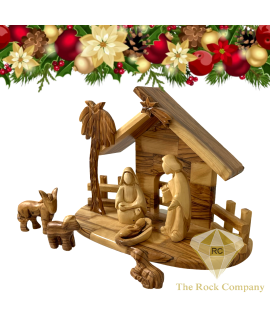 Olive Wood Faceless Nativity Set Hand Carved