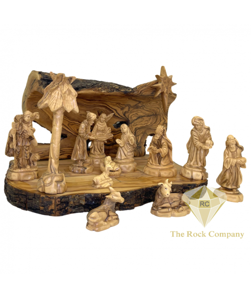 Christmas Nativity set olive wood hand carved, Saint Joseph Holding Baby Jesus