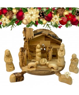 Christmas Modern Nativity Set Creche Olive Wood Hand Carved In Bethlehem Holy Land