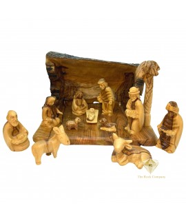 Christmas Nativity Set Creche Olive Wood Hand Carved In Bethlehem Holy Land