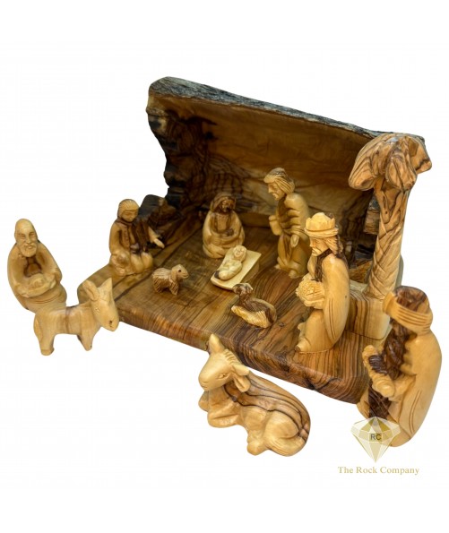 Christmas Nativity Set Creche Olive Wood Hand Carved In Bethlehem Holy Land