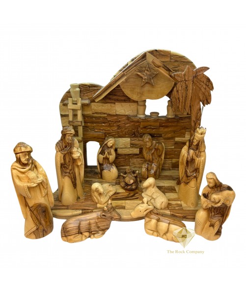 Olive Wood Musical Nativity Set Hand Carved