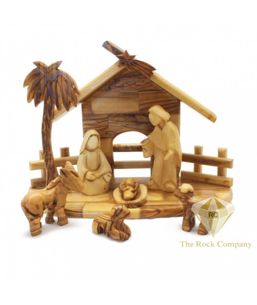 Olive Wood Faceless Nativity Set Hand Carved