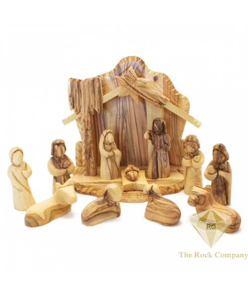 Olive Wood Faceless Nativity Set Hand Carved