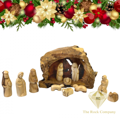 Christmas Nativity Set Cave olive wood hand carved