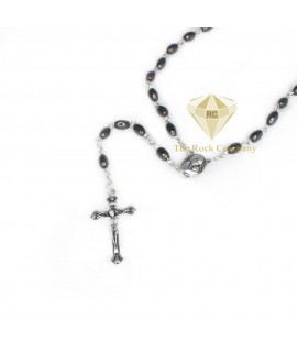 Hematite Rosary With Holy Soil