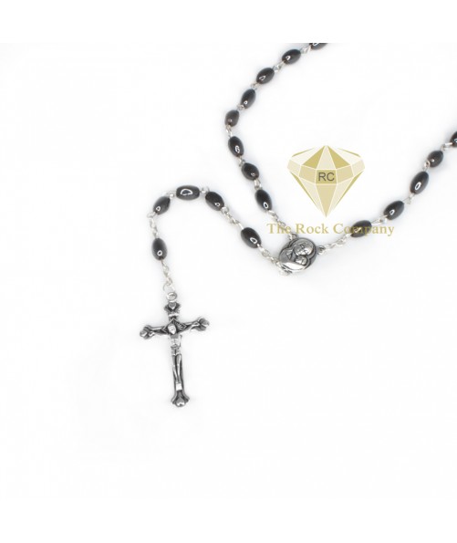 Hematite Rosary With Holy Soil