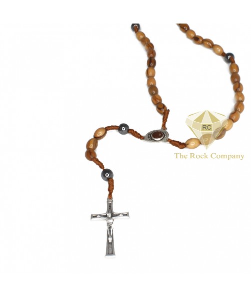 Olive Wood Rosary With Hematite Stone